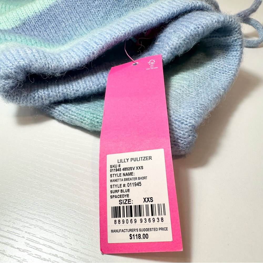 Lilly Pulitzer Wanetta Sweater Short, Surf Blue Spacedye, XXS - Picture 11 of 16